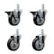 Service Caster 4'' Black Polyurethane Wheel Swivel 3/4'' Square Stem Caster Set 2 Brakes, 4PK SCC-SQ20S414-PPUB-BLK-PLB-34-2-S-2 - alternate 1